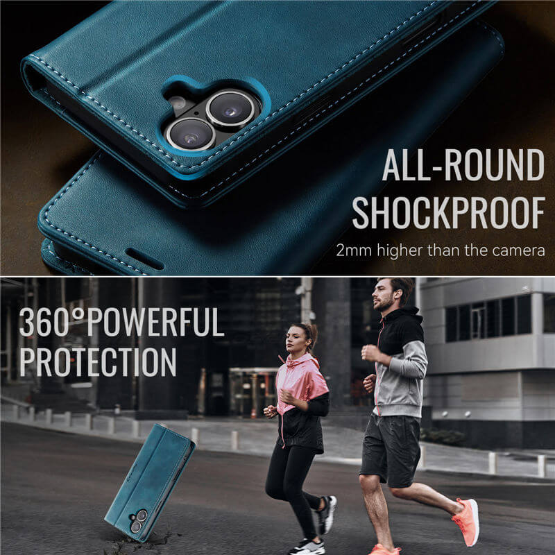 CaseMe iPhone 16 Plus Magnetic Wallet Case with RFID Protection