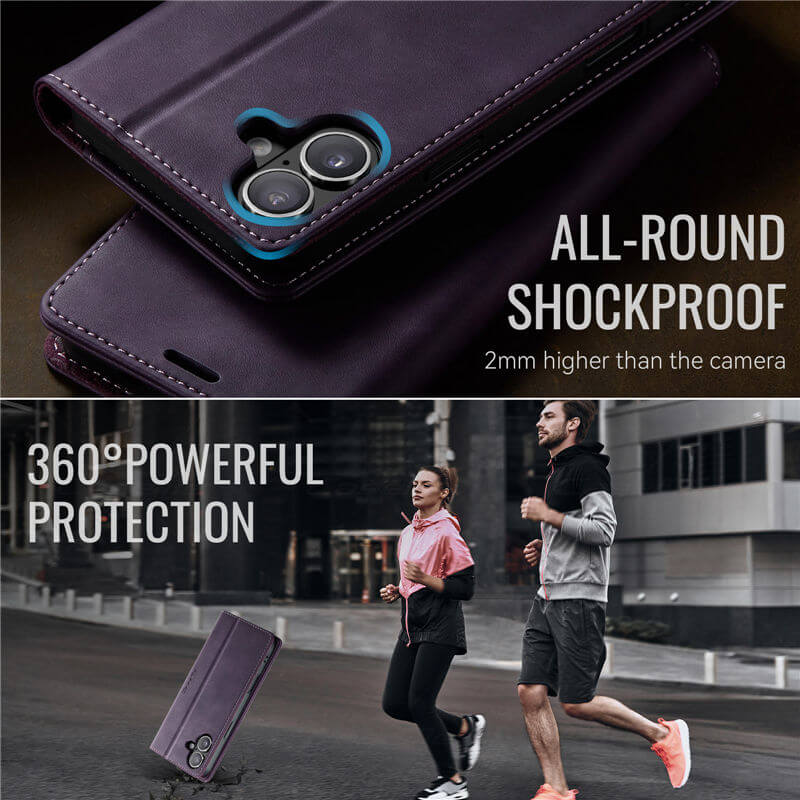 CaseMe iPhone 16 Plus Magnetic Wallet Case with RFID Protection