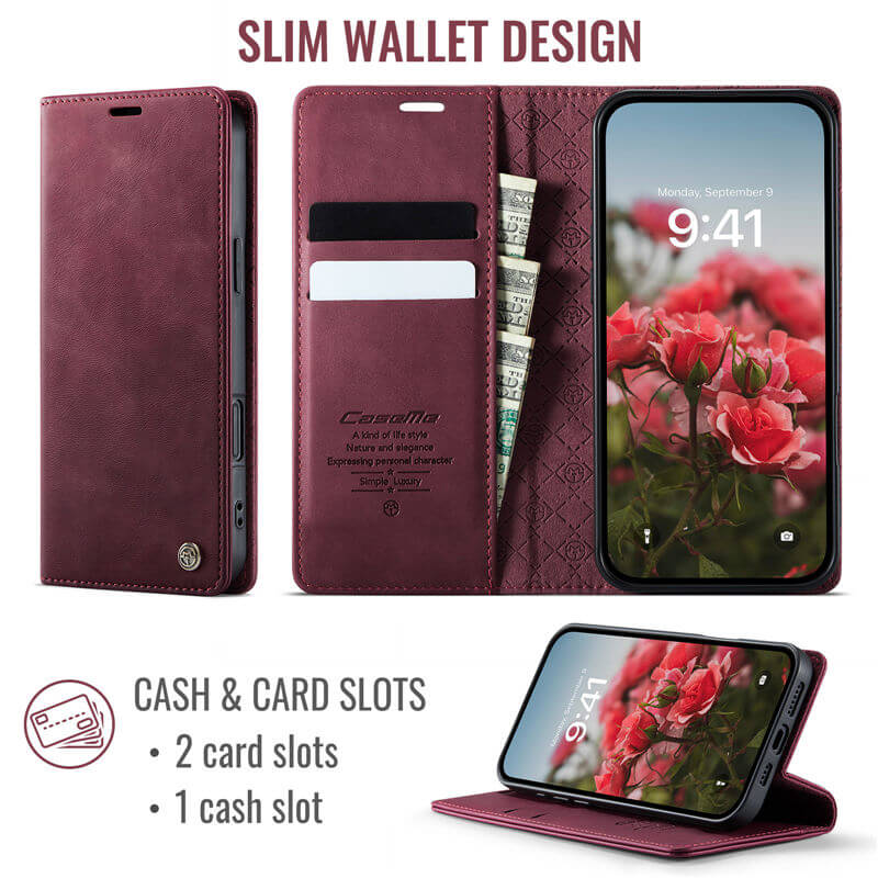 CaseMe iPhone 16 Plus Magnetic Wallet Case with RFID Protection