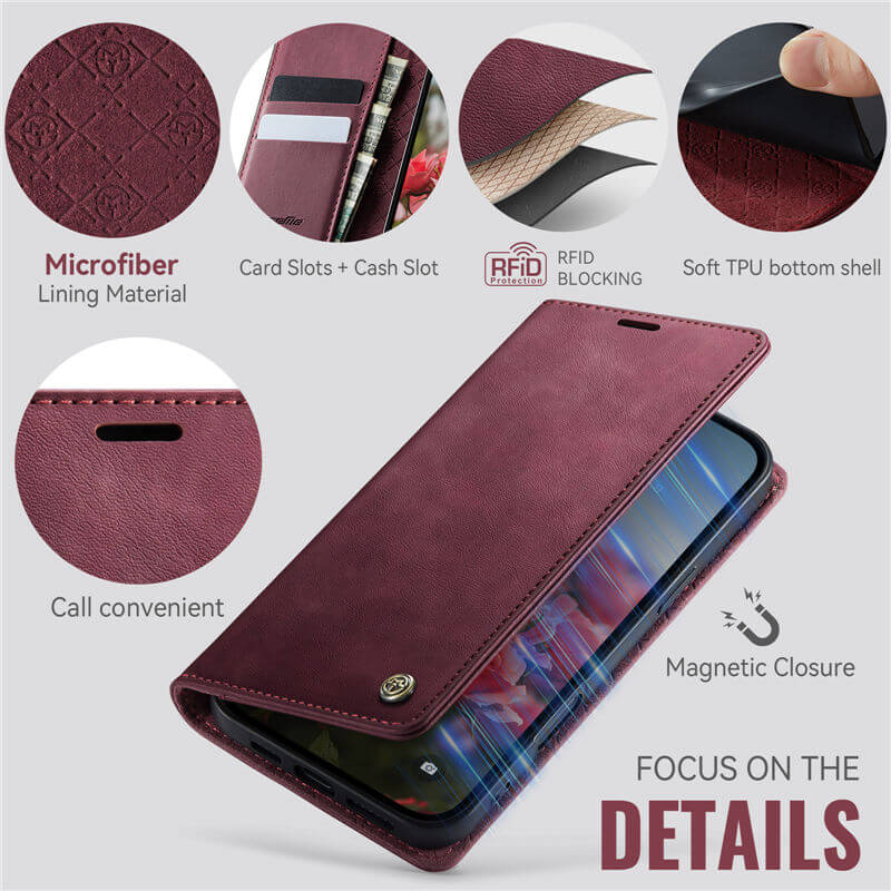 CaseMe iPhone 16 Plus Magnetic Wallet Case with RFID Protection