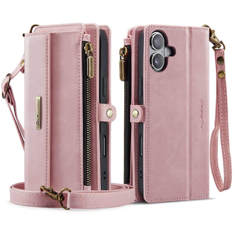 CaseMe iPhone 16 Plus Wallet Case – RFID Blocking, 9 Card Slots, Crossbody Strap & Wireless Charging