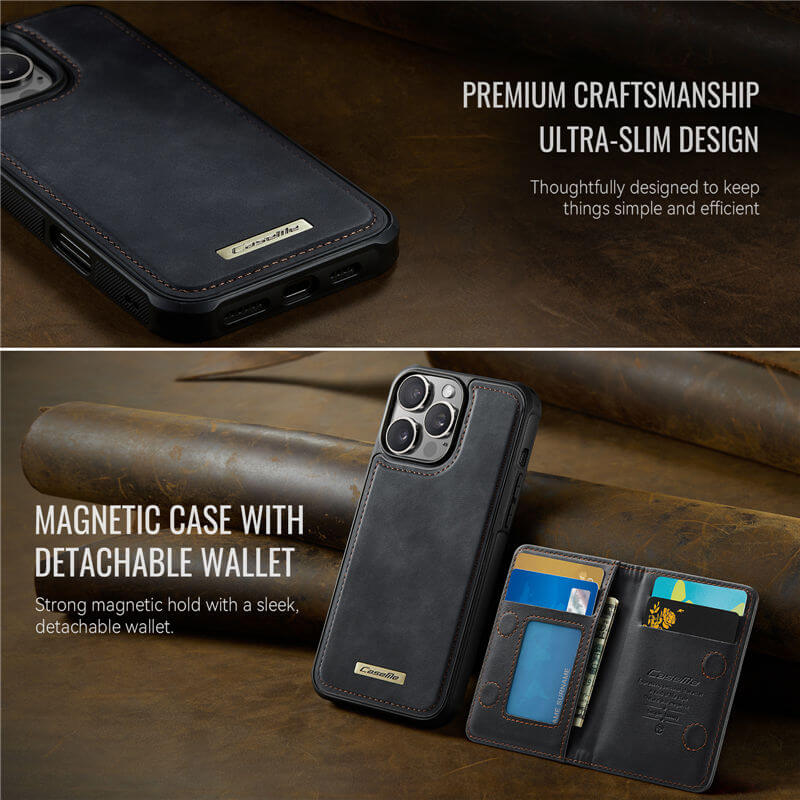CaseMe iPhone 16 Pro Max 2-in-1 Magnetic Wallet Case with RFID Blocking