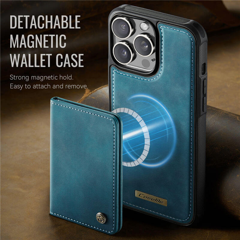 CaseMe iPhone 16 Pro 2-in-1 Magnetic Wallet Case with RFID Blocking