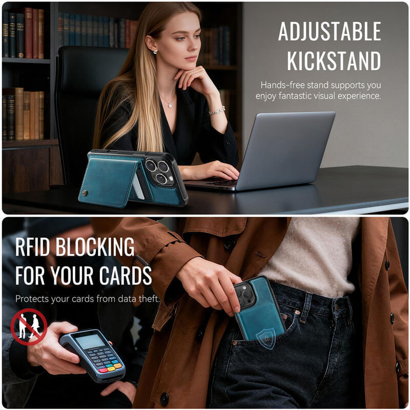 CaseMe iPhone 16 Pro 2-in-1 Magnetic Wallet Case with RFID Blocking