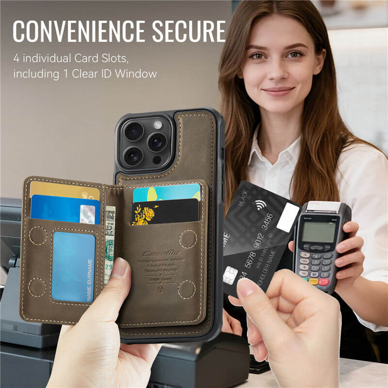CaseMe iPhone 16 Pro 2-in-1 Magnetic Wallet Case with RFID Blocking