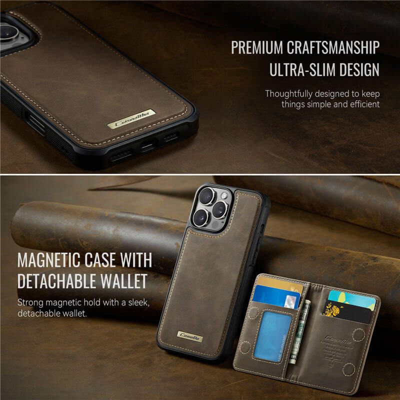 CaseMe iPhone 16 Pro 2-in-1 Magnetic Wallet Case with RFID Blocking
