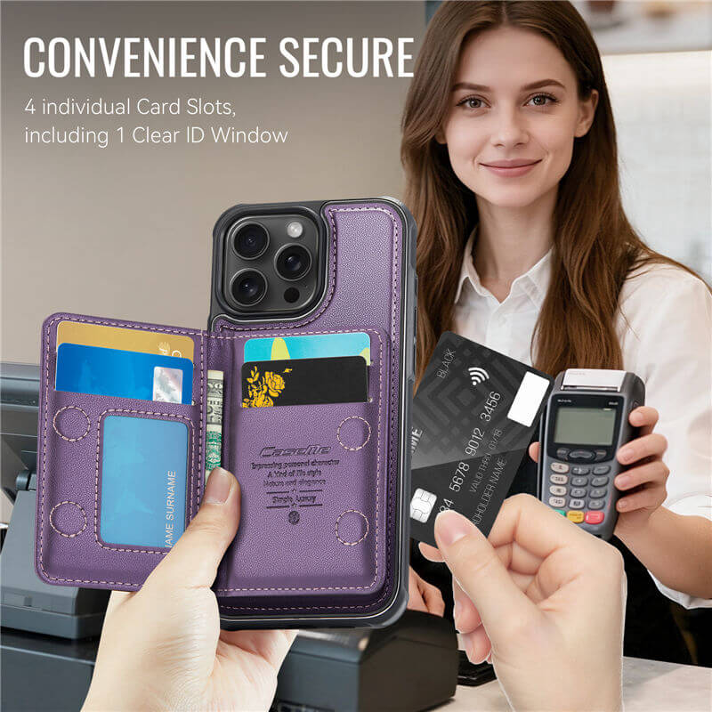 CaseMe iPhone 16 Pro 2-in-1 Magnetic Wallet Case with RFID Blocking