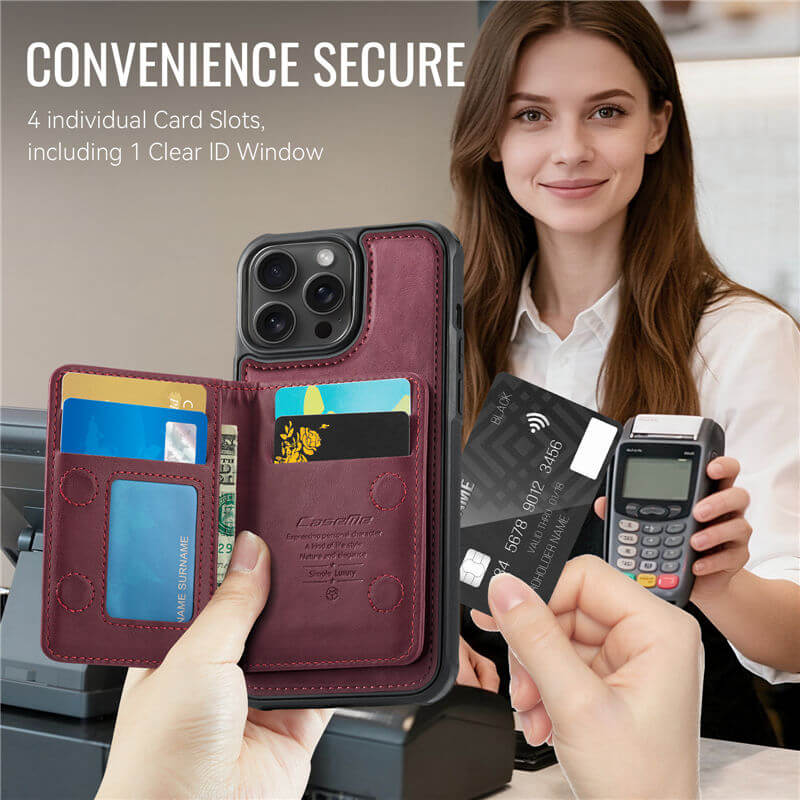 CaseMe iPhone 16 Pro 2-in-1 Magnetic Wallet Case with RFID Blocking
