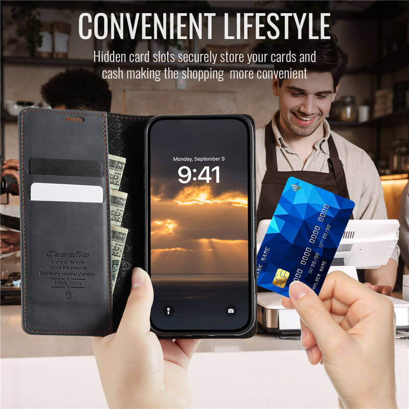 CaseMe iPhone 16 Pro Max Magnetic Wallet Case with RFID Protection