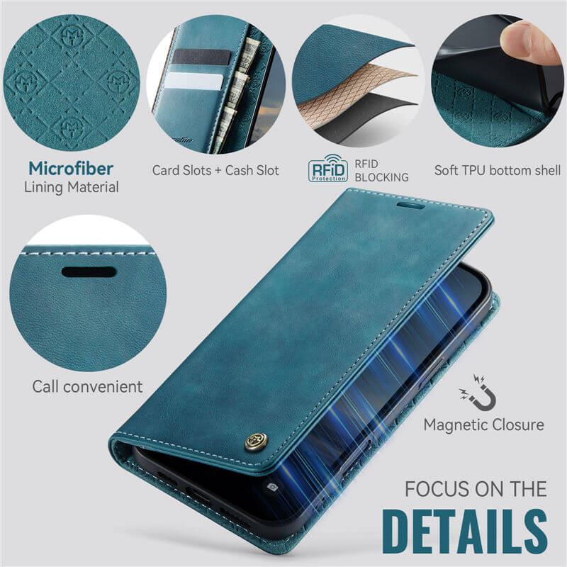 CaseMe iPhone 16 Pro Max Magnetic Wallet Case with RFID Protection