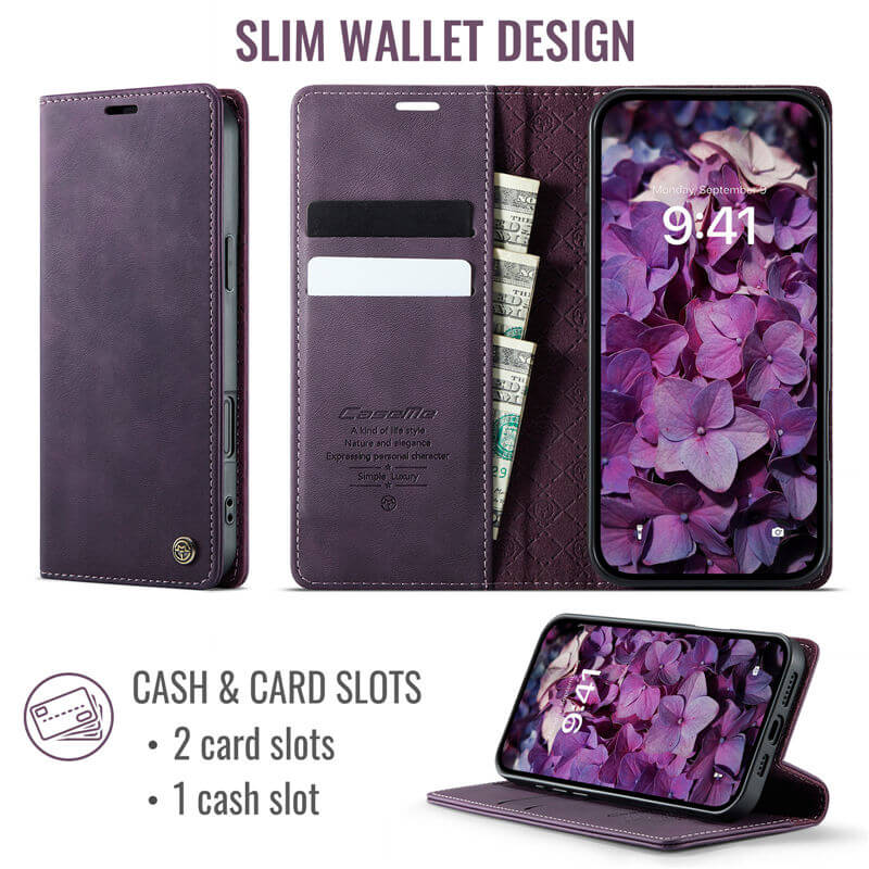CaseMe iPhone 16 Pro Magnetic Wallet Case with RFID Protection