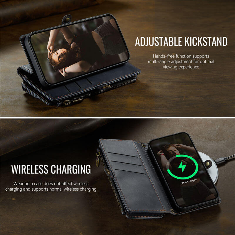 CaseMe Wallet Case – RFID Blocking, 9 Card Slots, Crossbody Strap & Wireless Charging