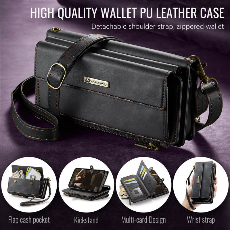 CaseMe Wallet Case – RFID Blocking, 9 Card Slots, Crossbody Strap & Wireless Charging