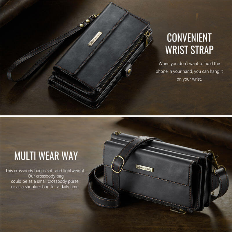CaseMe Wallet Case – RFID Blocking, 9 Card Slots, Crossbody Strap & Wireless Charging