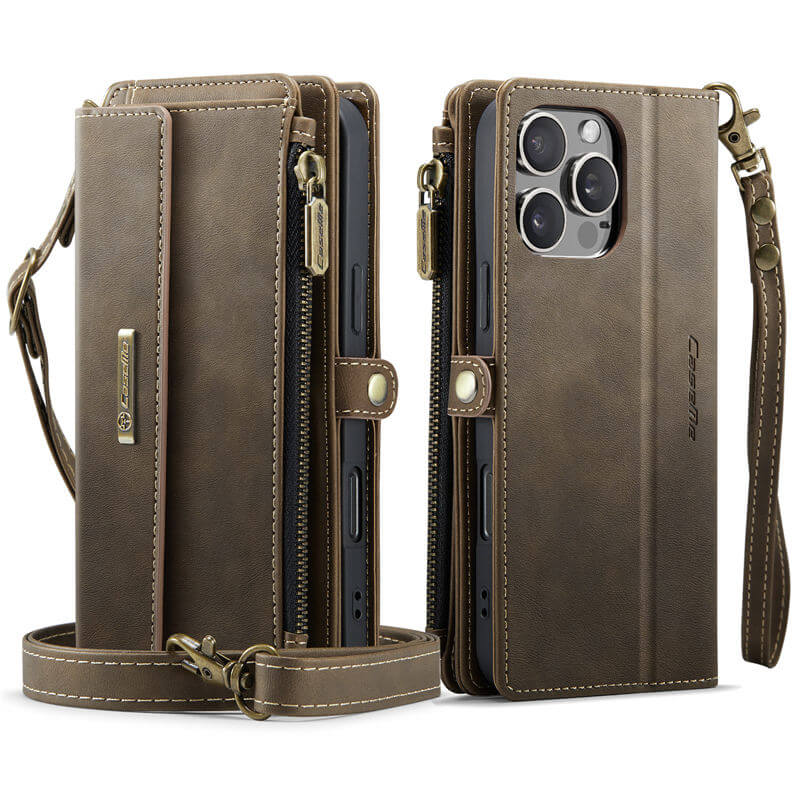 CaseMe Wallet Case – RFID Blocking, 9 Card Slots, Crossbody Strap & Wireless Charging