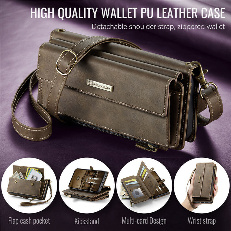 CaseMe Wallet Case – RFID Blocking, 9 Card Slots, Crossbody Strap & Wireless Charging