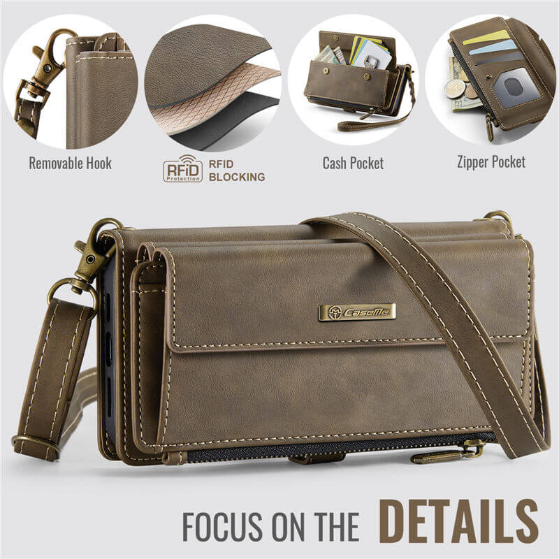 CaseMe Wallet Case – RFID Blocking, 9 Card Slots, Crossbody Strap & Wireless Charging