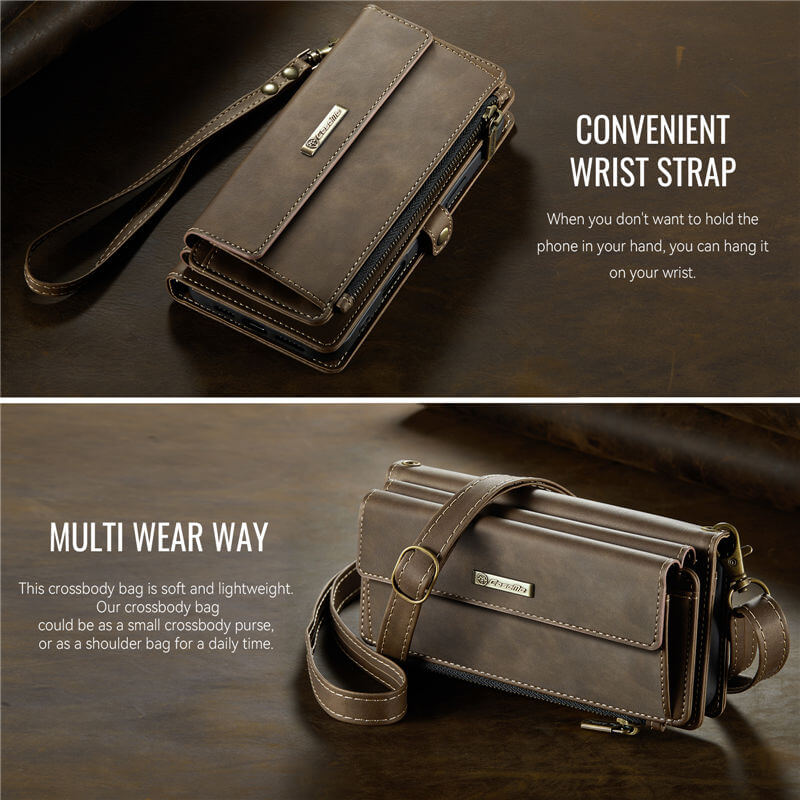 CaseMe Wallet Case – RFID Blocking, 9 Card Slots, Crossbody Strap & Wireless Charging