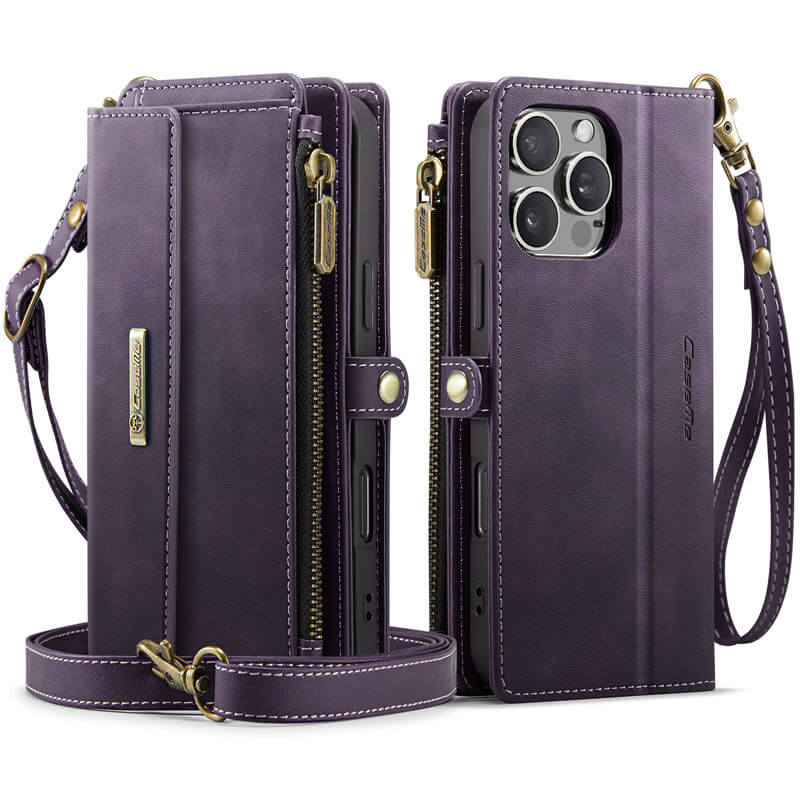 CaseMe Wallet Case – RFID Blocking, 9 Card Slots, Crossbody Strap & Wireless Charging