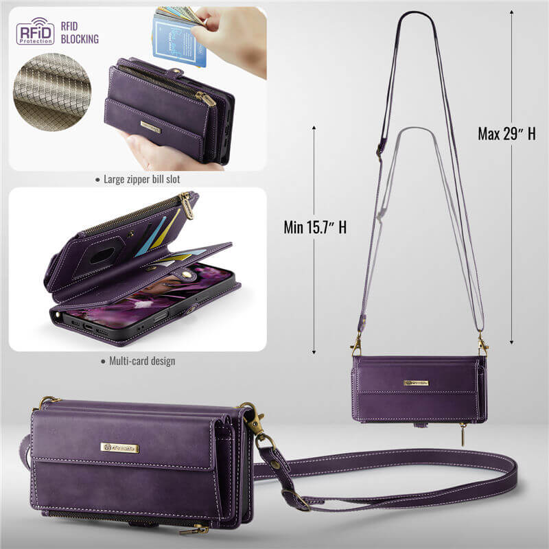 CaseMe Wallet Case – RFID Blocking, 9 Card Slots, Crossbody Strap & Wireless Charging
