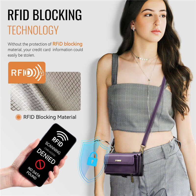 CaseMe Wallet Case – RFID Blocking, 9 Card Slots, Crossbody Strap & Wireless Charging