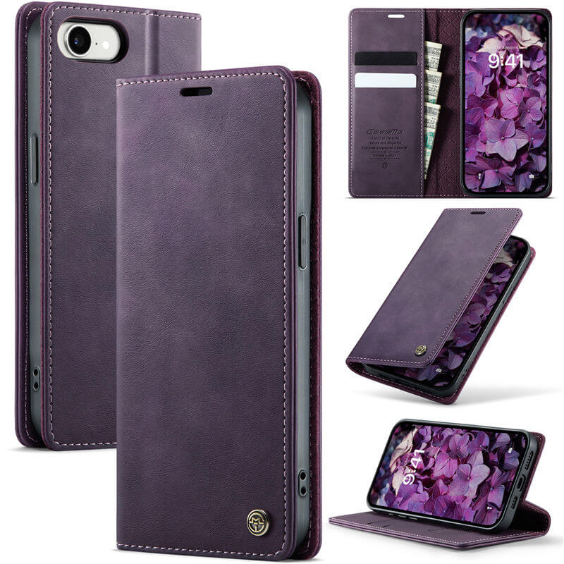 CaseMe iPhone 16e Magnetic Wallet Case with RFID Protection Purple