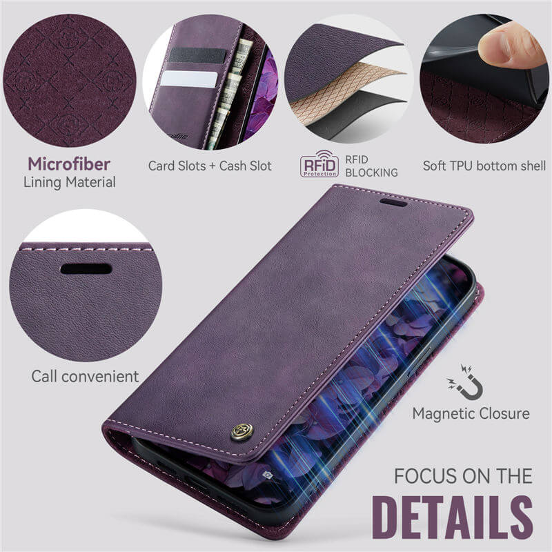CaseMe iPhone 16e Magnetic Wallet Case with RFID Protection