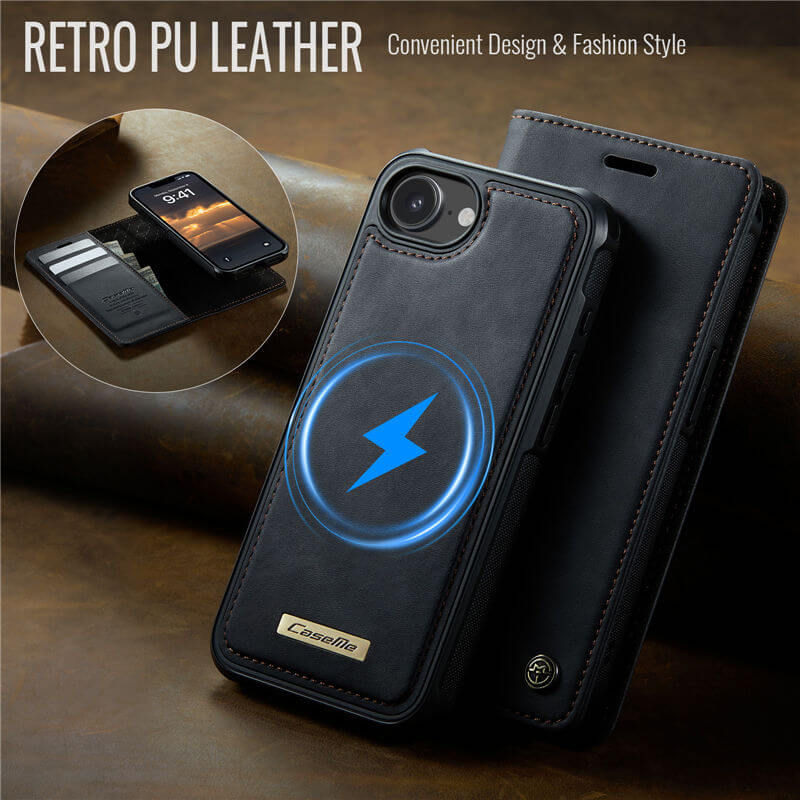 CaseMe iPhone 16e 2-in-1 MagSafe Wallet Case with RFID Blocking
