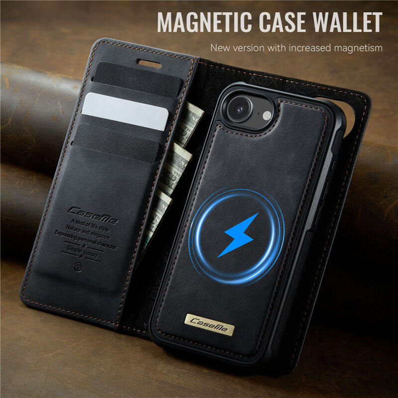 CaseMe iPhone 16e 2-in-1 MagSafe Wallet Case with RFID Blocking