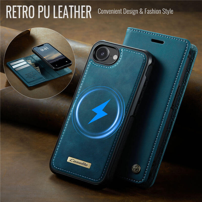 CaseMe iPhone 16e 2-in-1 MagSafe Wallet Case with RFID Blocking