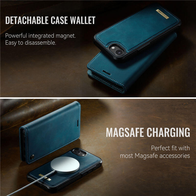 CaseMe iPhone 16e 2-in-1 MagSafe Wallet Case with RFID Blocking