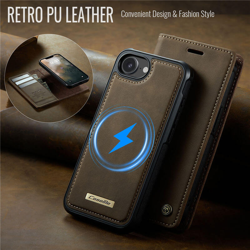 CaseMe iPhone 16e 2-in-1 MagSafe Wallet Case with RFID Blocking