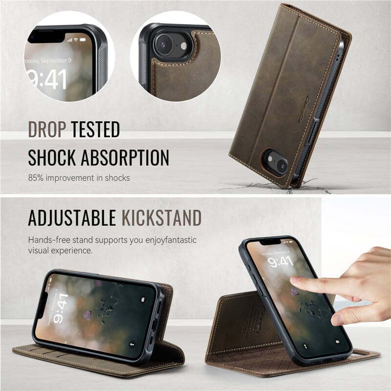 CaseMe iPhone 16e 2-in-1 MagSafe Wallet Case with RFID Blocking