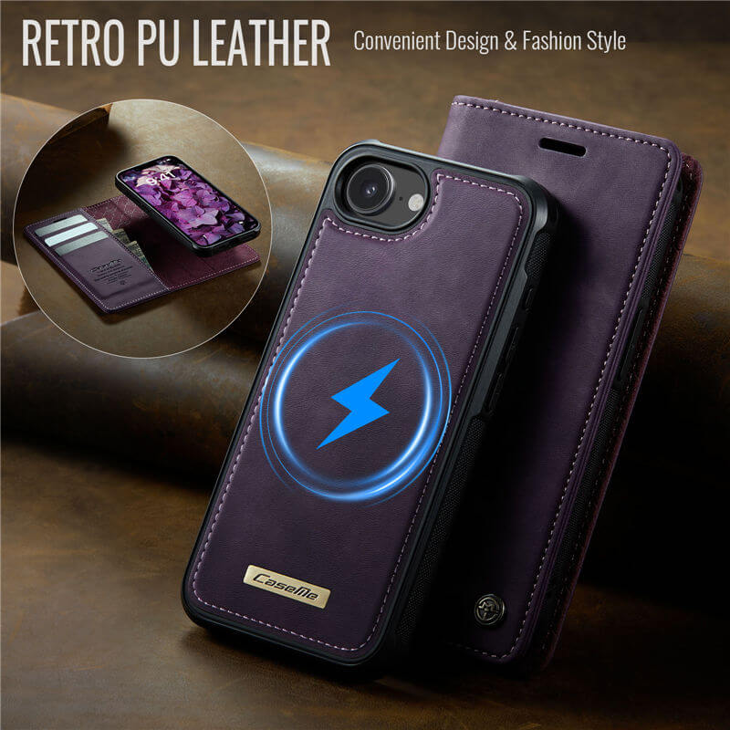 CaseMe iPhone 16e 2-in-1 MagSafe Wallet Case with RFID Blocking