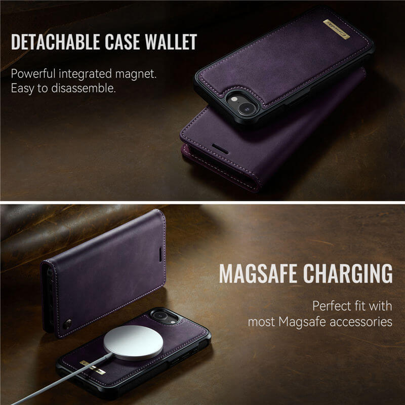 CaseMe iPhone 16e 2-in-1 MagSafe Wallet Case with RFID Blocking