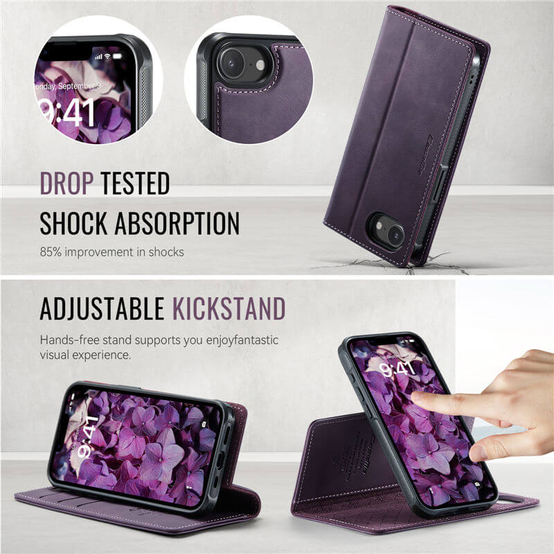 CaseMe iPhone 16e 2-in-1 MagSafe Wallet Case with RFID Blocking