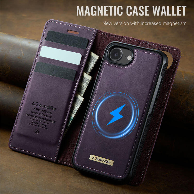 CaseMe iPhone 16e 2-in-1 MagSafe Wallet Case with RFID Blocking