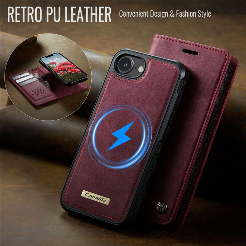 CaseMe iPhone 16e 2-in-1 MagSafe Wallet Case with RFID Blocking