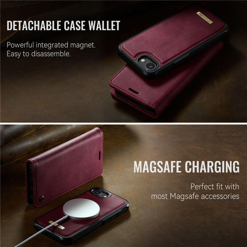 CaseMe iPhone 16e 2-in-1 MagSafe Wallet Case with RFID Blocking