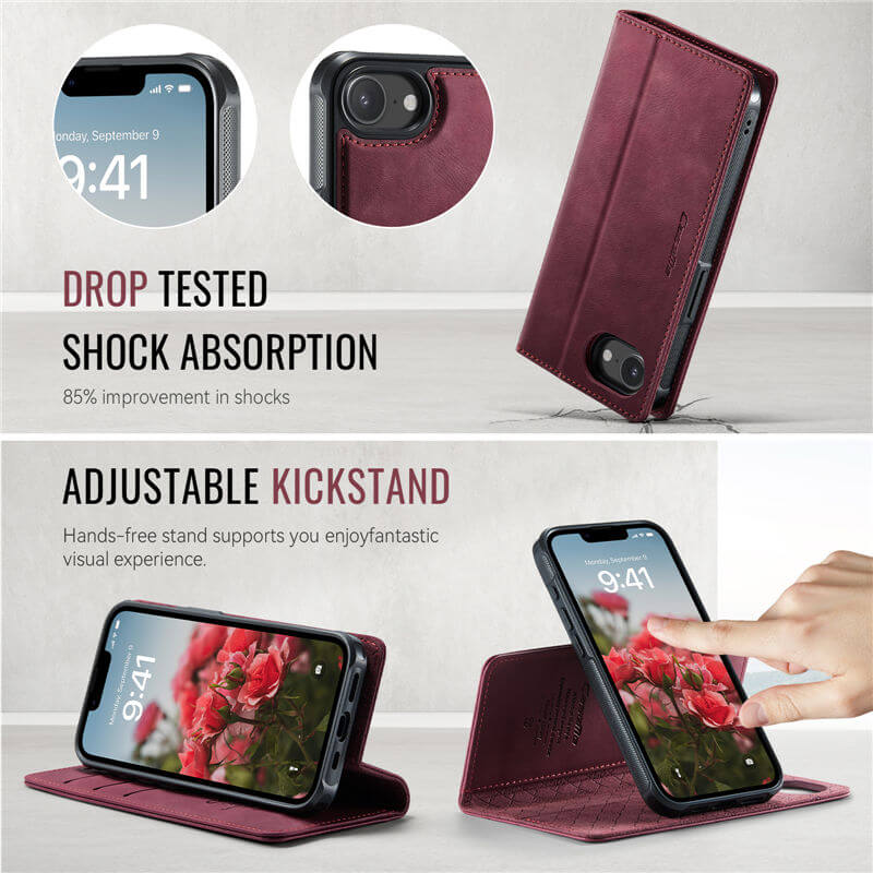 CaseMe iPhone 16e 2-in-1 MagSafe Wallet Case with RFID Blocking