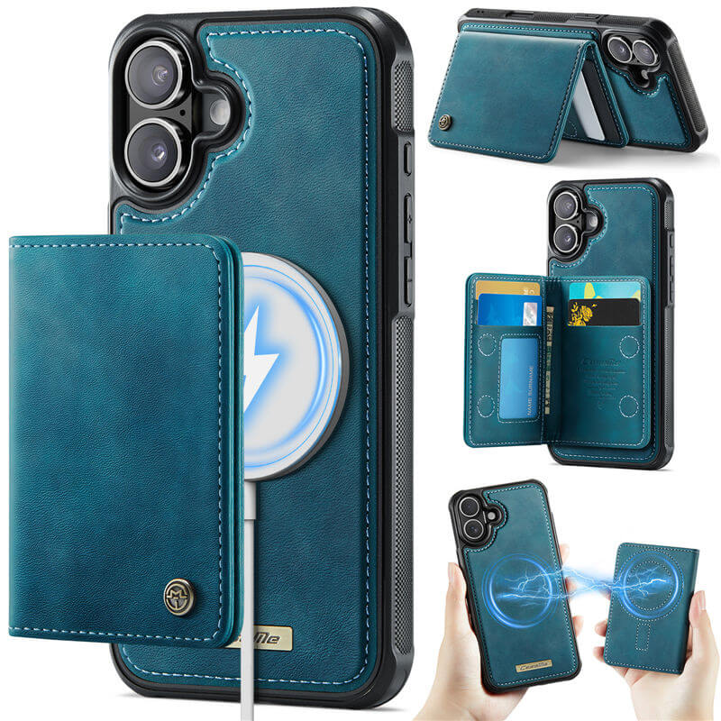 CaseMe iPhone 17 Magnetic 2-in-1 Wallet Case with RFID Blocking & MagSafe Compatible - Blue