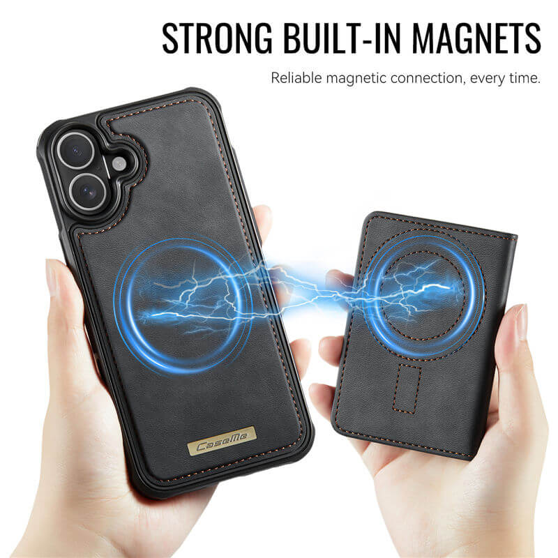 CaseMe iPhone 16 Plus 2-in-1 Magnetic Wallet Case with RFID Blocking
