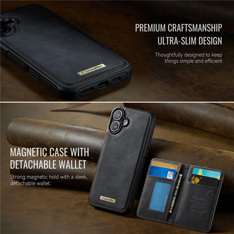 CaseMe iPhone 16 Plus 2-in-1 Magnetic Wallet Case with RFID Blocking