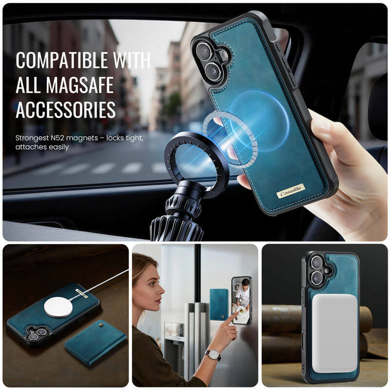 CaseMe iPhone 16 Plus 2-in-1 Magnetic Wallet Case with RFID Blocking