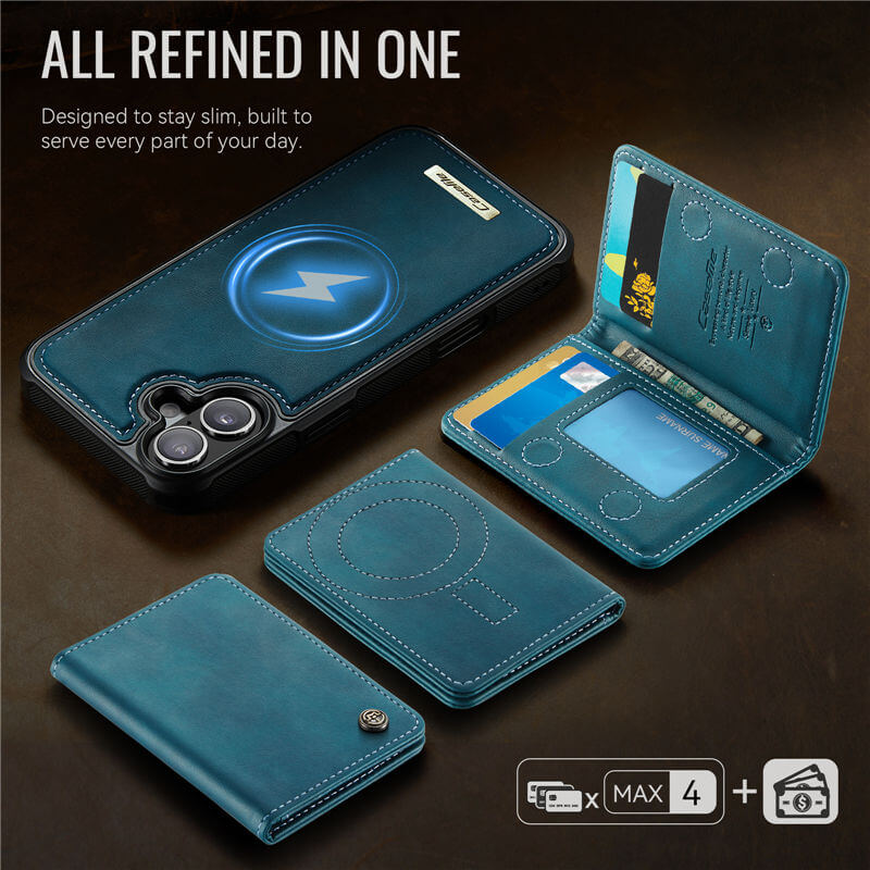 CaseMe iPhone 16 Plus 2-in-1 Magnetic Wallet Case with RFID Blocking