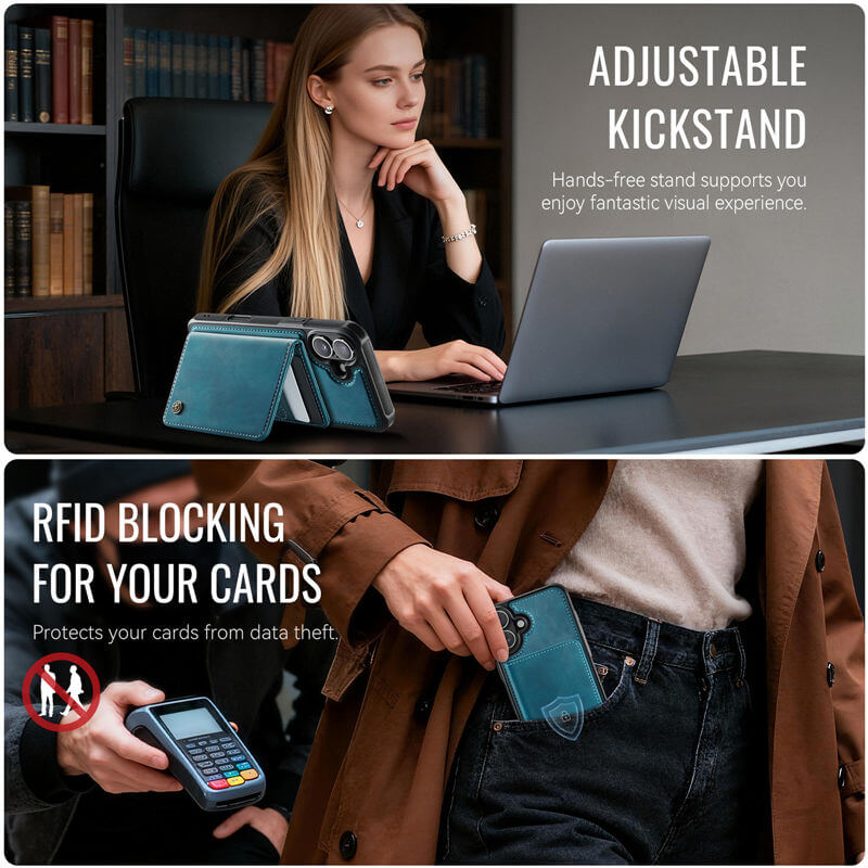 CaseMe iPhone 16 Plus 2-in-1 Magnetic Wallet Case with RFID Blocking