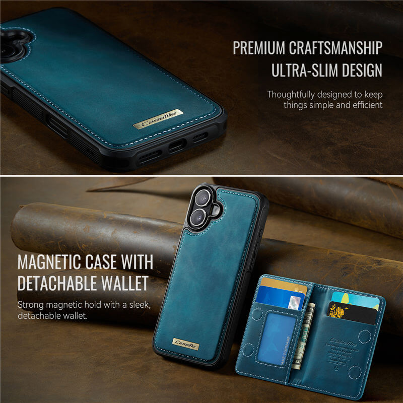 CaseMe iPhone 16 Plus 2-in-1 Magnetic Wallet Case with RFID Blocking