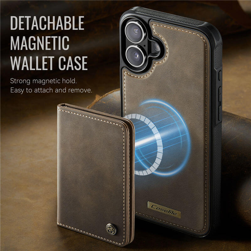CaseMe iPhone 16 Plus 2-in-1 Magnetic Wallet Case with RFID Blocking