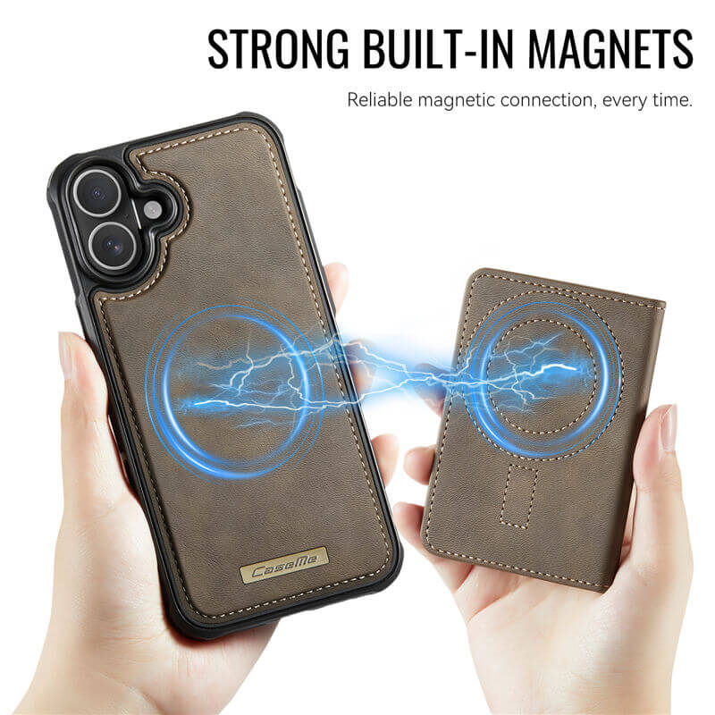 CaseMe iPhone 16 Plus 2-in-1 Magnetic Wallet Case with RFID Blocking