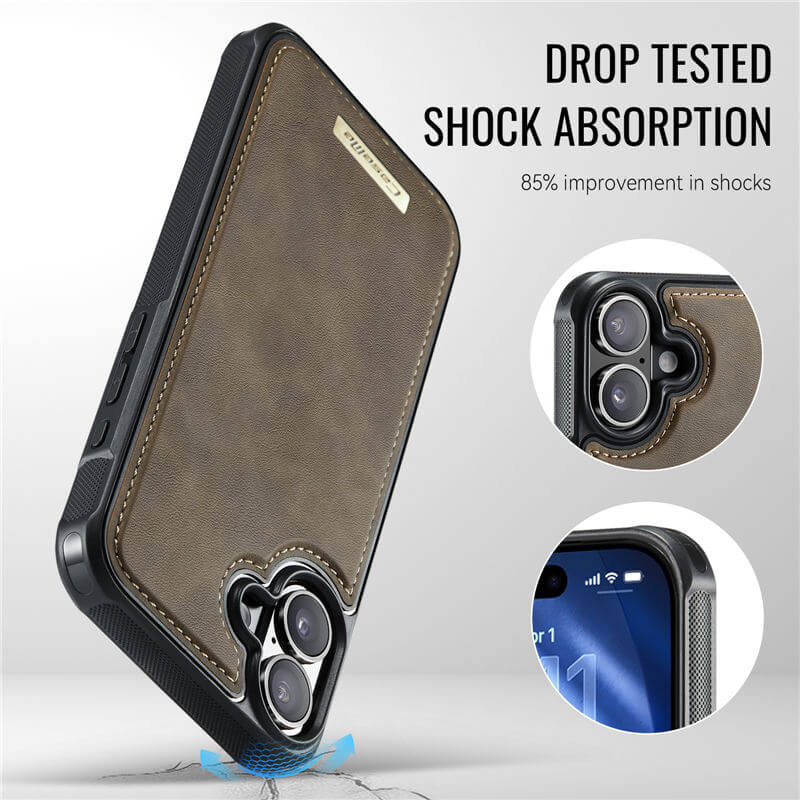 CaseMe iPhone 16 Plus 2-in-1 Magnetic Wallet Case with RFID Blocking